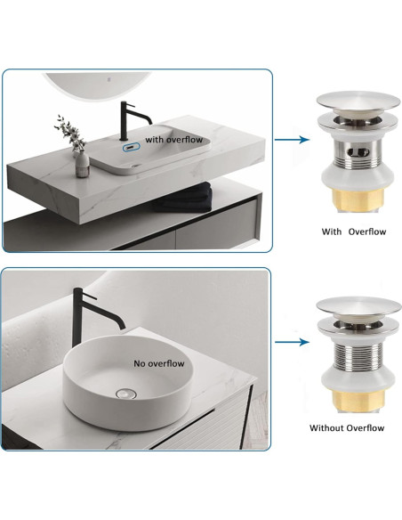 Desagüe de lavabo Rockgoya acero inoxidable niquelado 26 cm