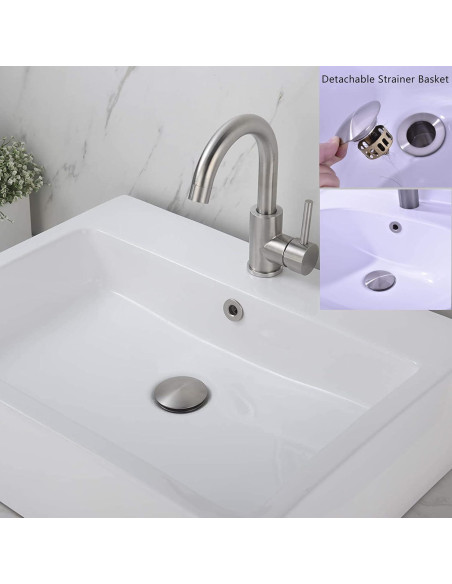 Desagüe de lavabo Rockgoya acero inoxidable niquelado 26 cm