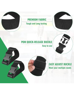 Correas de Equipaje Ajustables FLMITRA 22.4 cm 2 Piezas Negro 2