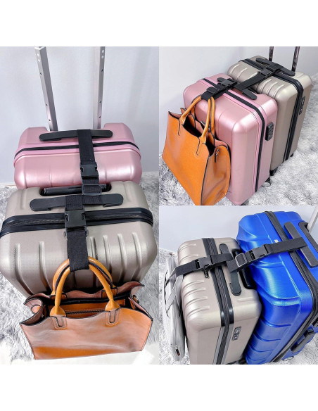 Correas de Equipaje Ajustables FLMITRA 22.4 cm 2 Piezas Negro