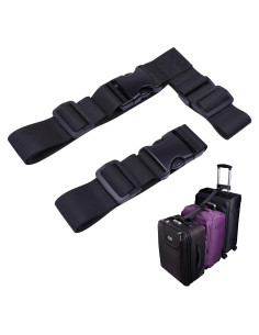 Correas de Equipaje Ajustables Wisdompro 2 Pcs Nylon Negro