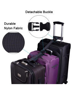 Correas de Equipaje Ajustables Wisdompro 2 Pcs Nylon Negro 2