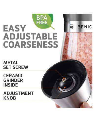 Juego de Molinillos de Sal y Pimienta Benicci 141g Acero Inoxidable