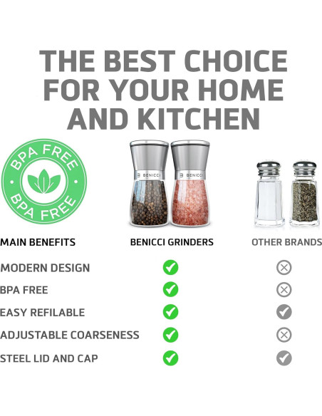Juego de Molinillos de Sal y Pimienta Benicci 141g Acero Inoxidable