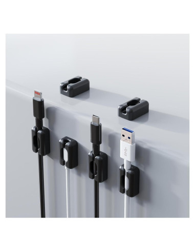 Paquete de 6 Clips Magnéticos Negros para Cables de Silicona