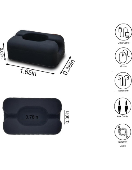 Paquete de 6 Clips Magnéticos Negros para Cables de Silicona Paquete de 6 Clips Magnéticos Negros para Cables de Silicona