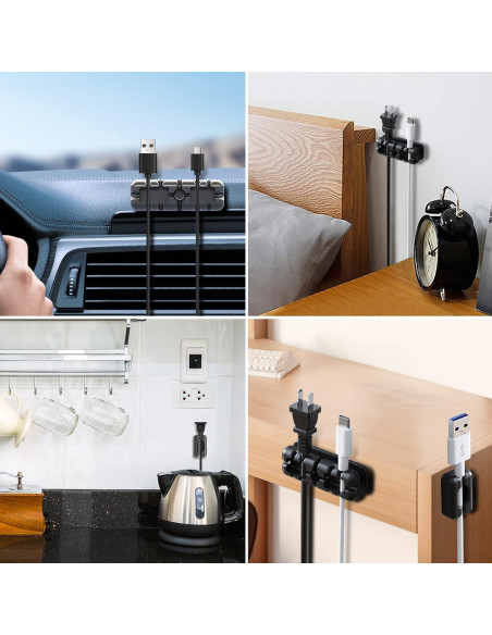 Paquete de 6 Clips Magnéticos Negros para Cables de Silicona Paquete de 6 Clips Magnéticos Negros para Cables de Silicona