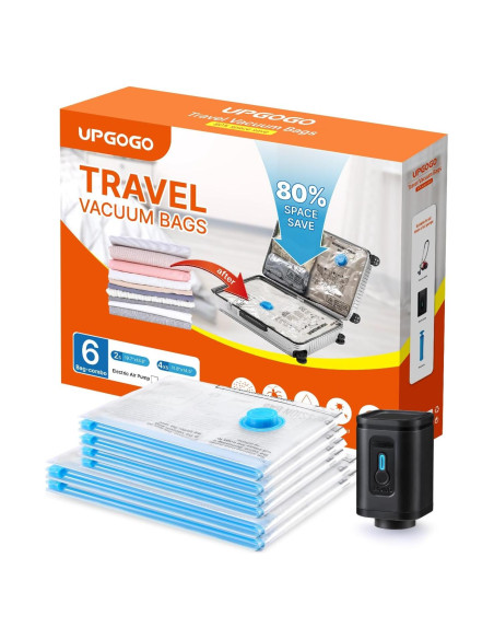 Combo 6 Bolsas de Vacío UPGOGO para Viaje con Bomba Eléctrica Combo 6 Bolsas de Vacío UPGOGO para Viaje con Bomba Eléctrica