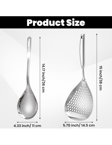 Juego de 2 Cucharas Ranuradas Acero Inoxidable WY LIGHTING