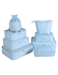 Juego de Cubos de Empaque Viaje 8 Piezas Azul Claro