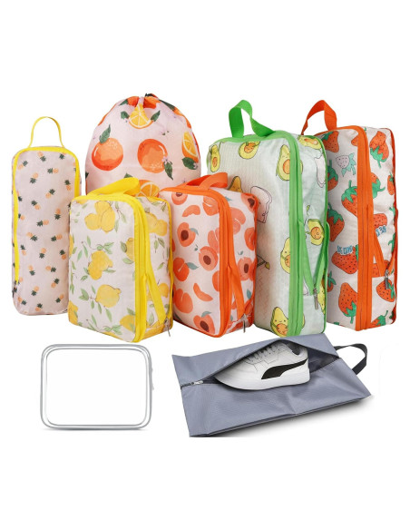 Juego de 8 Cubos de Compresión Hitanfe para Viaje Naranja