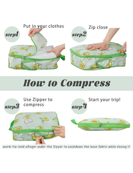Juego de 8 Cubos de Compresión Hitanfe para Viaje Naranja
