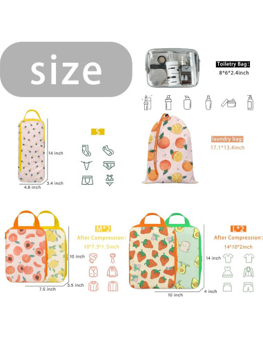 Juego de 8 Cubos de Compresión Hitanfe para Viaje Naranja