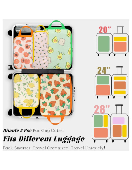 Juego de 8 Cubos de Compresión Hitanfe para Viaje Naranja