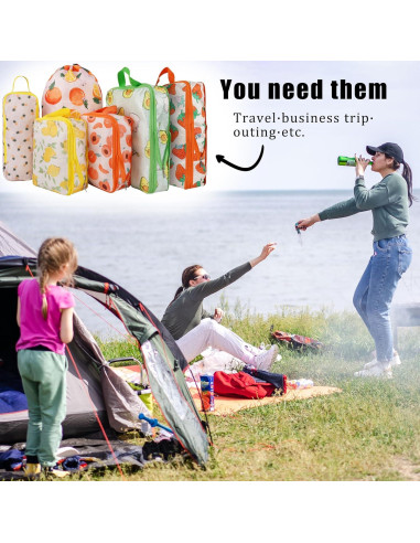 Juego de 8 Cubos de Compresión Hitanfe para Viaje Naranja