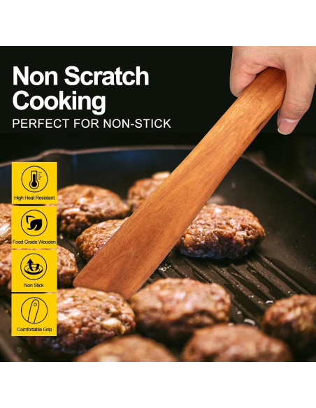 Espátula de Madera de Teca Ayiaren 30 cm Utensilio de Cocina