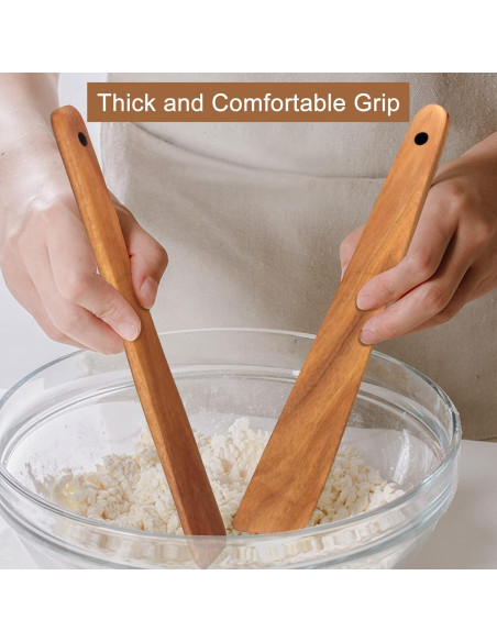 Espátula de Madera de Teca Ayiaren 30 cm Utensilio de Cocina