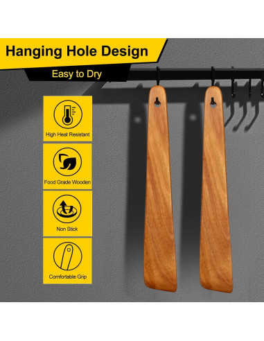 Espátula de Madera de Teca Ayiaren 30 cm Utensilio de Cocina