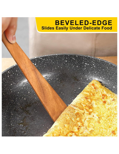 Espátula de Madera de Teca Ayiaren 30 cm Utensilio de Cocina