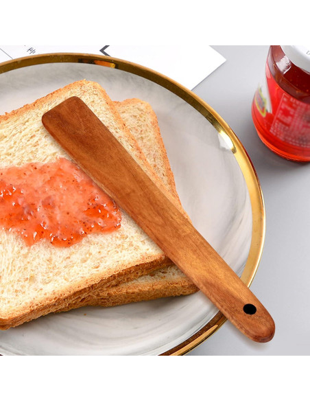 Espátula de Madera de Teca Ayiaren 30 cm Utensilio de Cocina