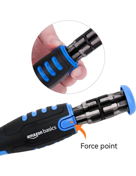 Destornillador Carraca Magnético 12 en 1 Amazon Basics
