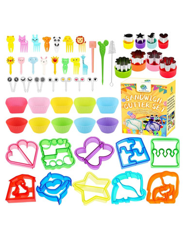 Kit de Cortadores de Sándwich FUNGYAND - 10 Cortadores, 4 Frutas, 25 Palillos