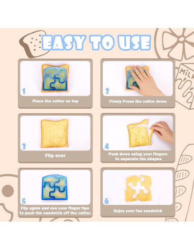 Kit de Cortadores de Sándwich FUNGYAND - 10 Cortadores, 4 Frutas, 25 Palillos