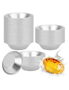 Moldes de Tartas de Huevo Yesland 40 Piezas Aluminio 7.3 cm