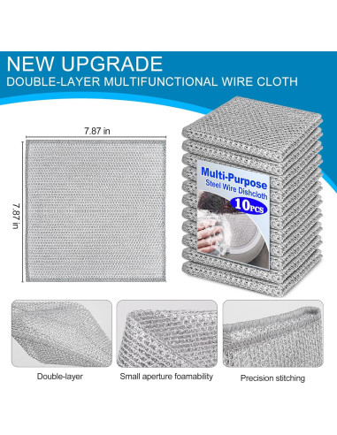 10 Paños de Limpieza Metyond Doble Capa 20x20 cm Sin Rayones