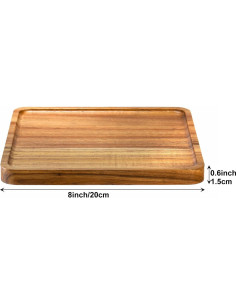Bandeja Cuadrada de Madera de Acacia SUZLFTDZSW 6 Piezas 20cm 2