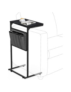 Mesa lateral en forma de C Vantic, roble ennegrecido 71 cm