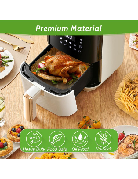 360 Pcs Papel Pergamino 20 cm Tripho para Freidora de Aire