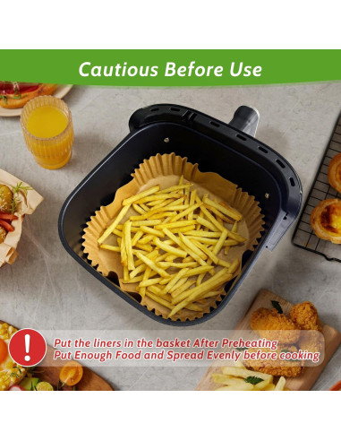 360 Pcs Papel Pergamino 20 cm Tripho para Freidora de Aire