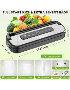 Máquina Selladora al Vacío XQDCZR VS1 con Cortador y 20 Bolsas 2