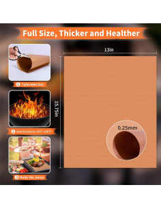 WIBIMEN Alfombrillas para Parrilla 7pcs Antiadherente 40x33cm 2