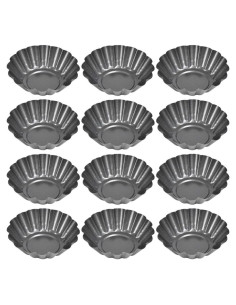12 Moldes Mini para Tartas FOCCTS de Acero al Carbono 6.5 cm