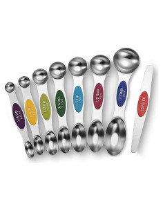 Juego de Cucharas Medidoras Magnéticas Acero Inoxidable 8 Pzas
