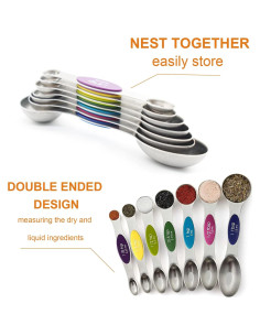 Juego de Cucharas Medidoras Magnéticas Acero Inoxidable 8 Pzas 2