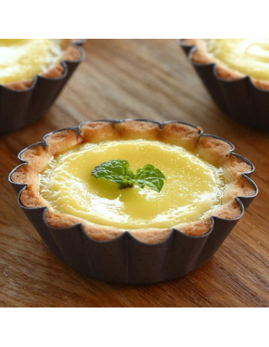 12 Moldes Mini para Tartas FOCCTS de Acero al Carbono 6.5 cm