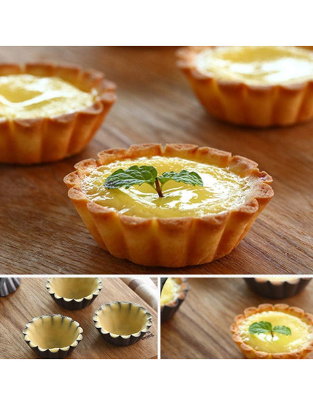 12 Moldes Mini para Tartas FOCCTS de Acero al Carbono 6.5 cm 12 Moldes Mini para Tartas FOCCTS de Acero al Carbono 6.5 cm