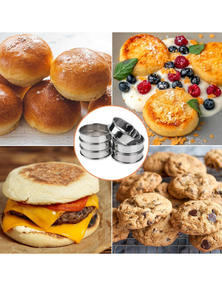 Juego de 6 Anillos para Muffin AIDOIT 10.5 cm Acero Inoxidable