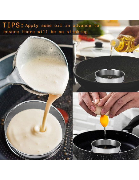 Juego de 6 Anillos para Muffin AIDOIT 10.5 cm Acero Inoxidable