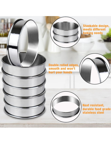 Juego de 6 Anillos para Muffin AIDOIT 10.5 cm Acero Inoxidable