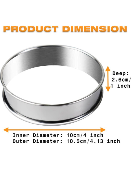 Juego de 6 Anillos para Muffin AIDOIT 10.5 cm Acero Inoxidable