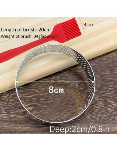 12 Anillos para Tartas Perforados DATANYA 8 cm Acero Inoxidable