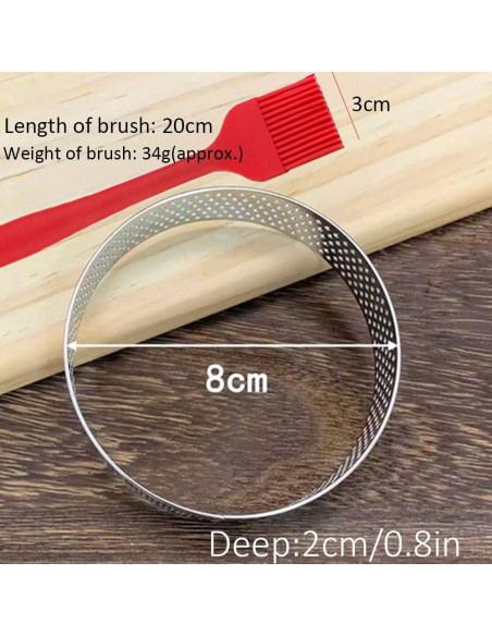 12 Anillos para Tartas Perforados DATANYA 8 cm Acero Inoxidable