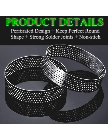 12 Anillos para Tartas Perforados DATANYA 8 cm Acero Inoxidable