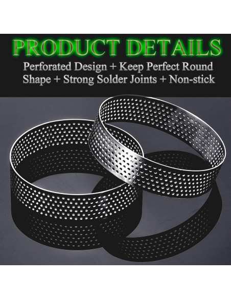 12 Anillos para Tartas Perforados DATANYA 8 cm Acero Inoxidable