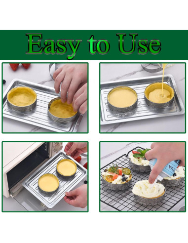 12 Anillos para Tartas Perforados DATANYA 8 cm Acero Inoxidable