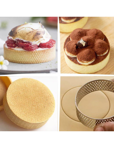 12 Anillos para Tartas Perforados DATANYA 8 cm Acero Inoxidable